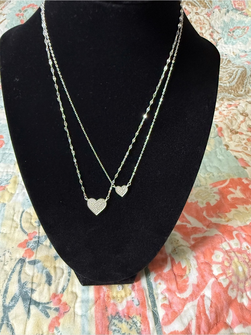 Delicate 925 Sterling Silver Layered Heart Necklace - Picture 3 of 10